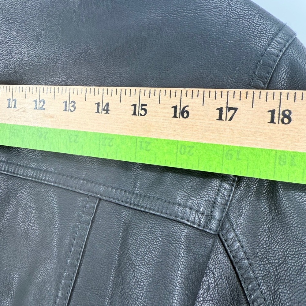 Wilsons Cycle PU Leather Bomber Jacket Men's Size S BLK Zip Front Ribbed Collar - Picture 8 of 12